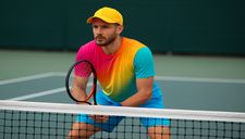 Schwazes Bild eines Tennisspielers