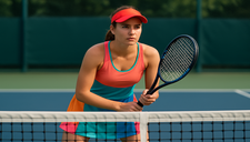 Schwazes Bild einer Tennisspielerin