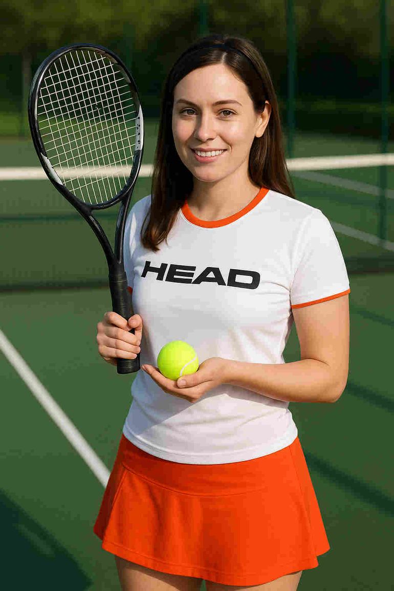 Mädchen mit Tennisbekleidung